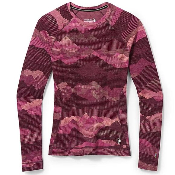 Smartwool Women's Classic Thermal Merino Base Layer Pattern Crew Festive Fuchsia - Picture 1 of 10